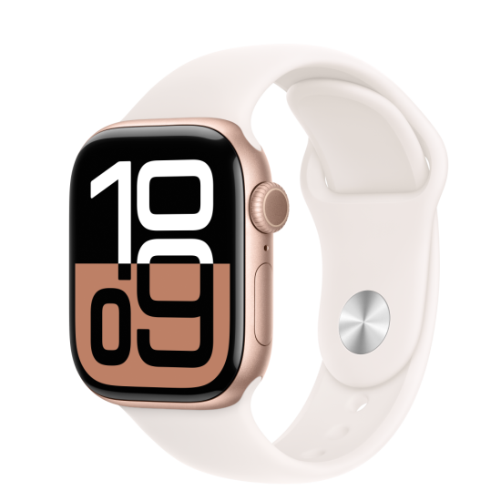 Apple Watch Series 10 GPS Rose Gold Aluminium Case with Light Blush Sport Band